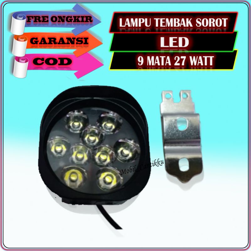 Variasi Lampu Led Mobil Bulat 9 Mata 27 Watt