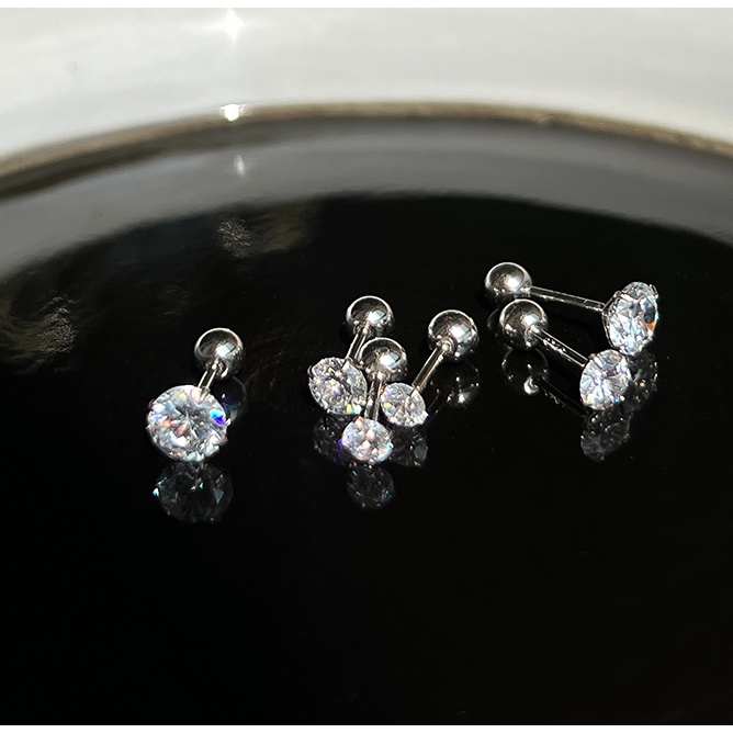 Anting Stud Bahan S925 Sterling Silver Ukuran 3 / 4mm Untuk Pemakaian Sehari-Hari