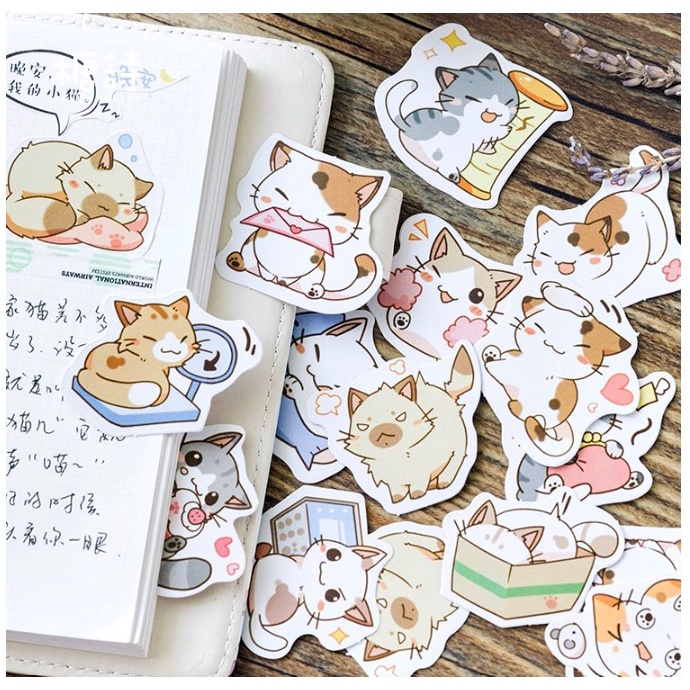 

1pcs Stiker Motif Cat Kucing Kartun Lucu | Aesthetics Diary Dekorasi Scrapbook DIY