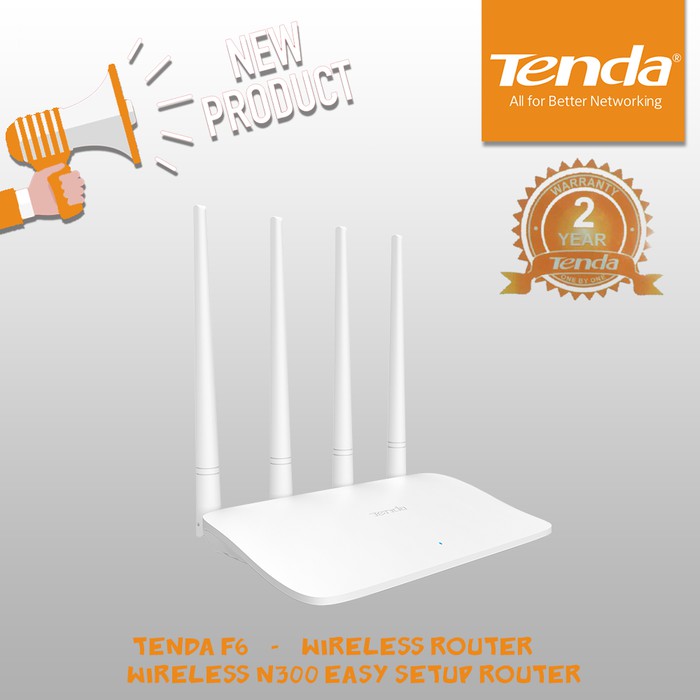 Tenda F6 Router Wireless Wifi 300Mbps Easy Setup Home Router