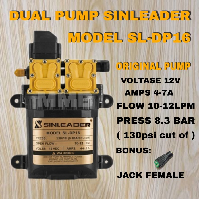 DUAL PUMP SINLEADER SL-DP16 130 PSI 12LPM / DINAMO POMPA DC 12V