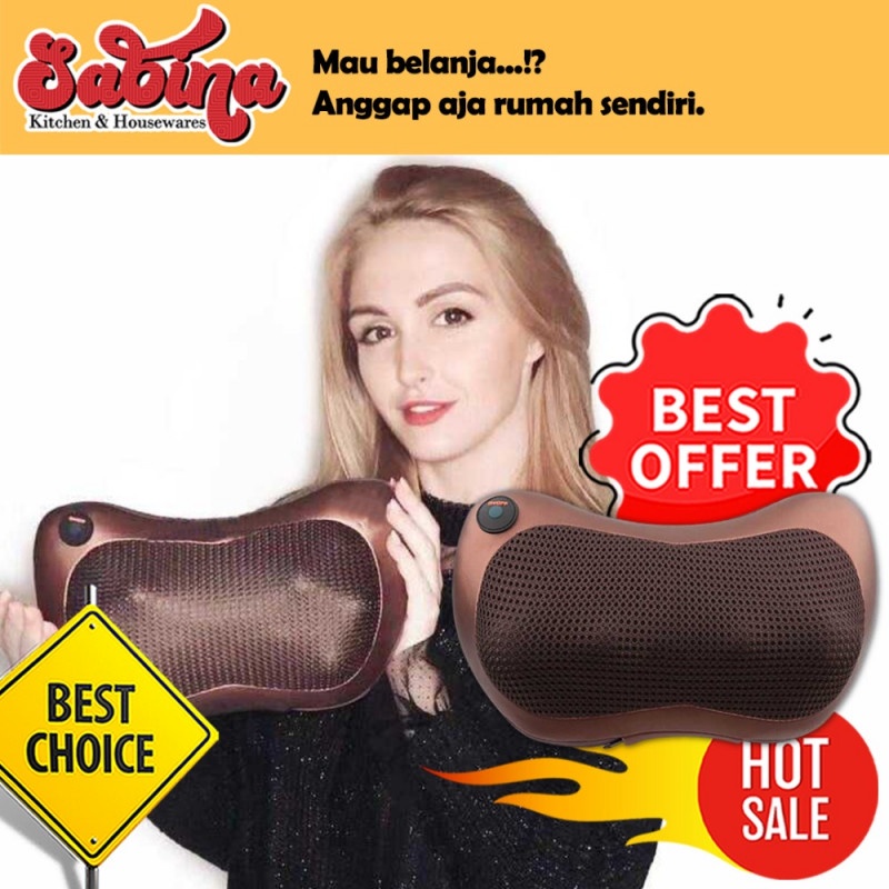 Bantal Pijat Shiatsu Mobil Rumah Portable Heat Neck Massage Pillow