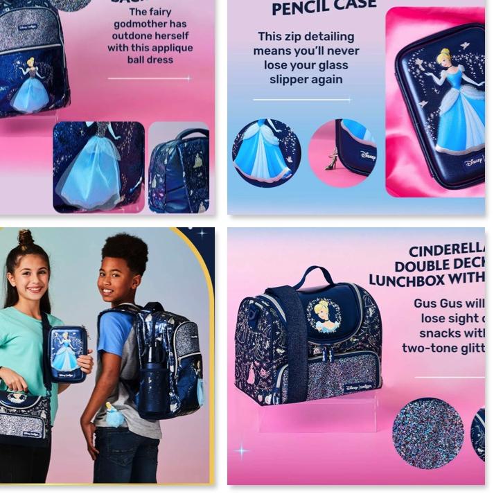 SMIGGLE DISNEY ARIEL CINDERELLA MARVEL SPIDERMAN 2022 Tas Ransel besar senior tas makan botol