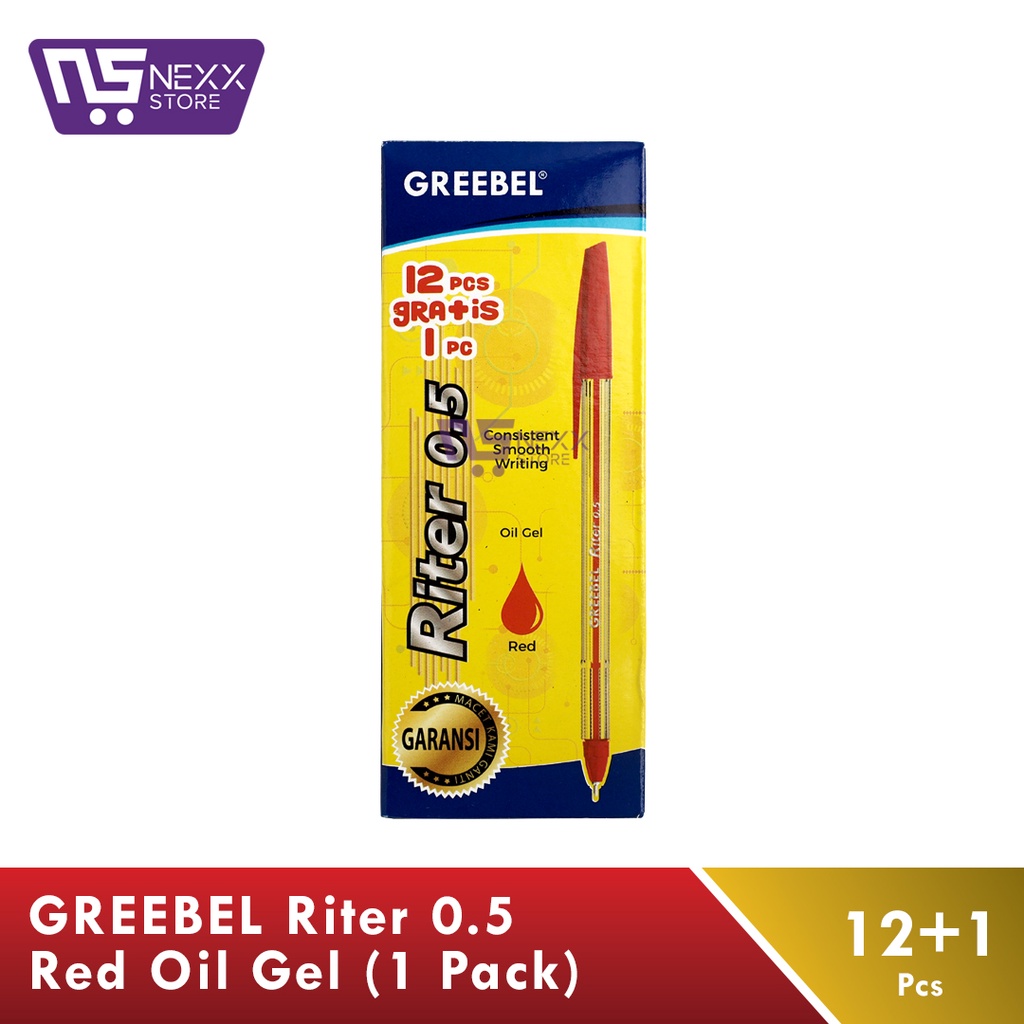 

GREEBEL Bolpen Riter 0.5mm 1 PACK (12+1Pcs) - RED