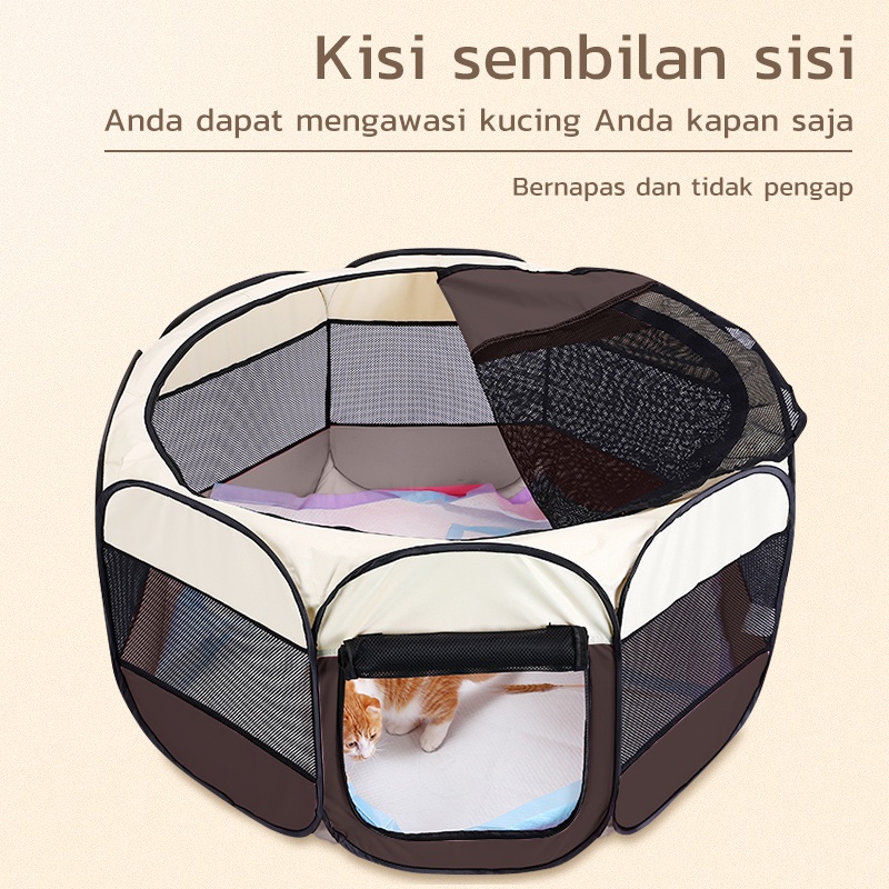 AmazeFan Pagar Tenda Lipat Portabel Dengan kandang kucing besar Utk Kucing Dan Anjing Kandang Lipat Hewan Bahan Kain Tempattidurkucing Tempatiduranjing Pet Cage Folding Pet Tent tempat tidur tenda aksesoris kucing portable pet camping