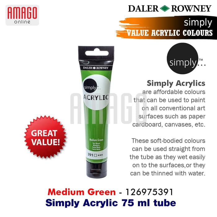 DALER-ROWNEY - SIMPLY ACRYLIC PAINT 75 ML - MEDIUM GREEN - 126975391