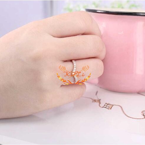 Fashion Accessories Cincin Model,Desain Berbentuk V,Bertatahkan Berlian