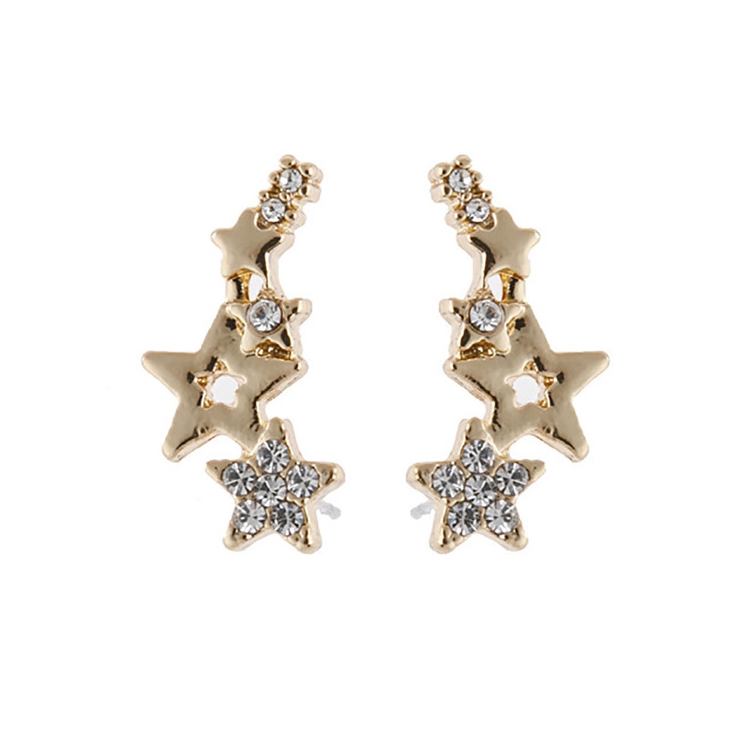 Hu Hu Hu Hu Hu Alat Bantu Pasang Kacamata♡ 1 Pasang Anting Stud Bentuk Bintang Aksen Berlian Imitasi Tahan Lama Untuk Wanita