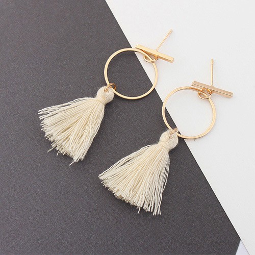 LRC Anting Tusuk Elegant Tassel Decorated Circular Ring Shape Y5800X