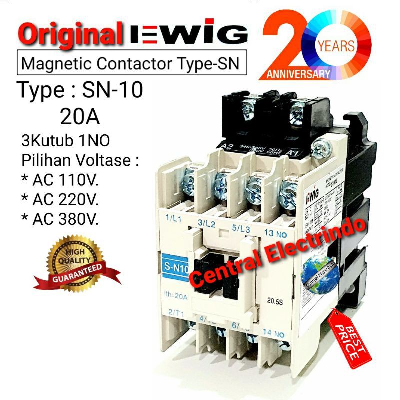 Kontaktor Contactor SN-10 AC 220V EWIG.