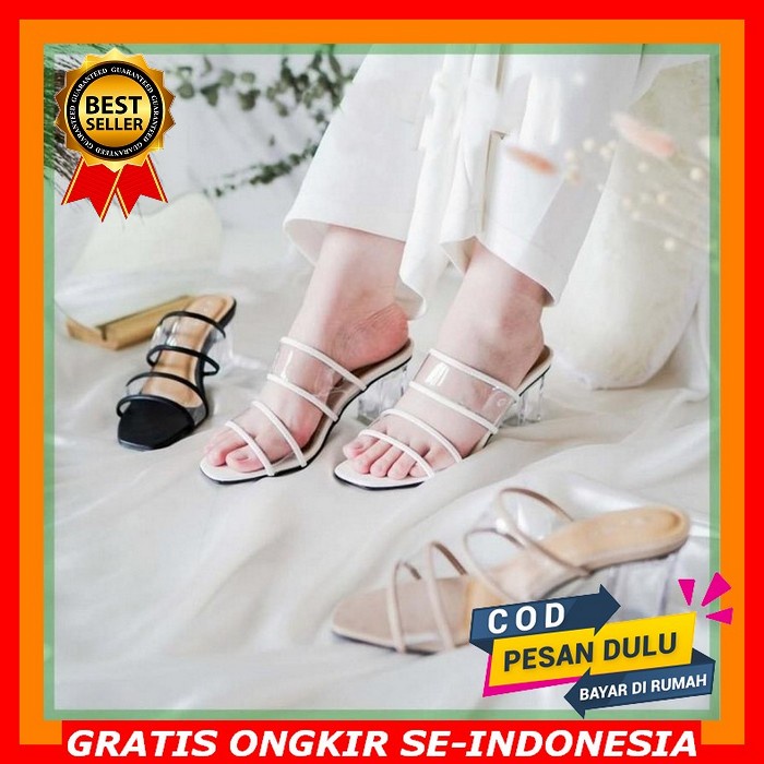 Sendal Pesta Kondangan Haihil Sandal Haihils High Heels Wanita Import Hak Kaca Tali Jelly Premium Ma