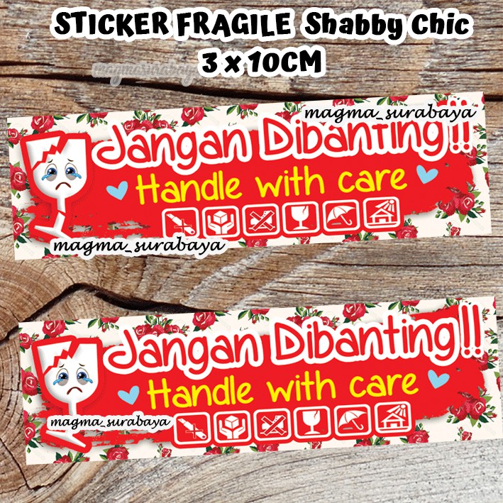 Sticker Fragile isi Jangan Dibanting - shabby Chic-label fragile-fragile food