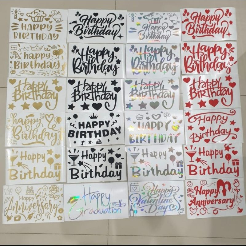 Stiker Balon PVC Happy Birthday Ulang Tahun Anniversary Graduation