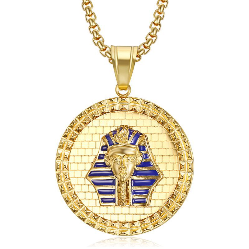 Kalung Liontin Topeng Tutankhamun Mesir Kuno Warna Emas Gaya Hip Hop Untuk Hadiah Pesta