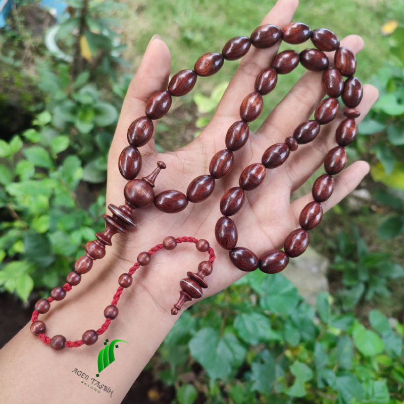 Tasbih Kayu Galih Nagasari Motif Oval, Size 11mmx17mm_Original