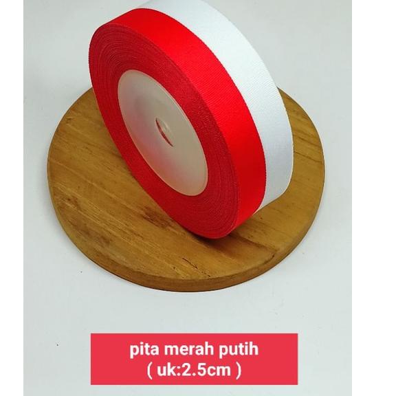 

IL0 pita merah putih 1inchi ( 2.5cm ) -/+25 yard➩♂ (Harga Promo)Ready ➩