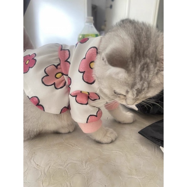 Pink Flower Top &amp; Dress for Cat Dog Baju Anjing Kucing Lucu