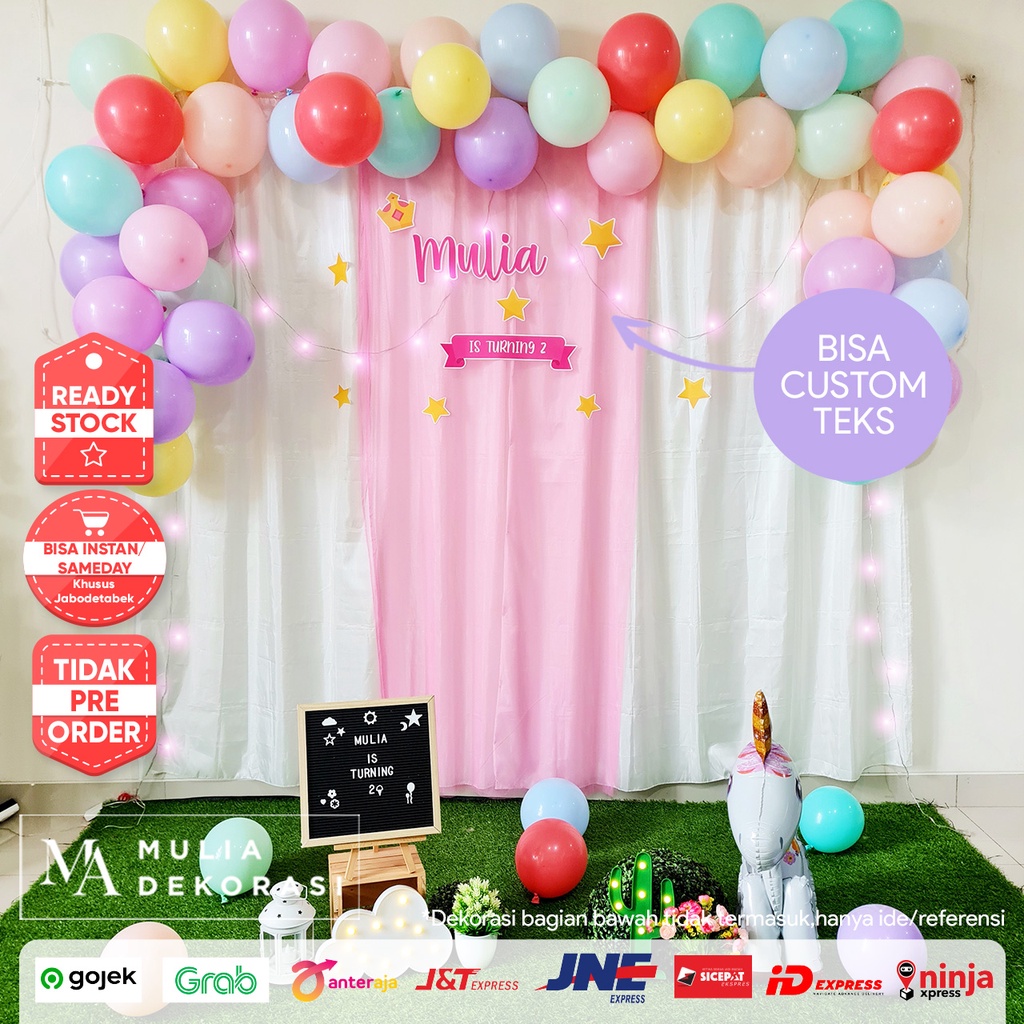 Backdrop Ulang Tahun Anak Is Turning Dekorasi Pastel Macaron