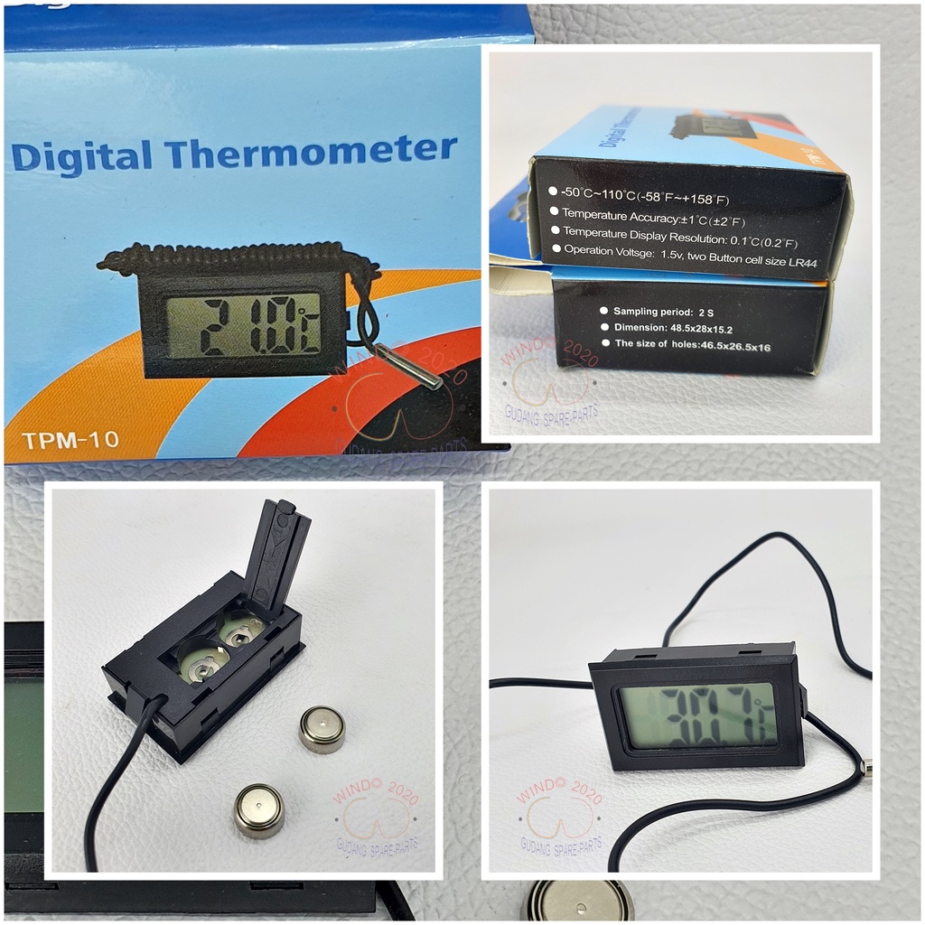 ALAT UKUR SUHU | PENGUKUR TEMPERATURE RUANGAN / AQUARIUM | THERMO DIGITAL / THERMOMETER TPM-10