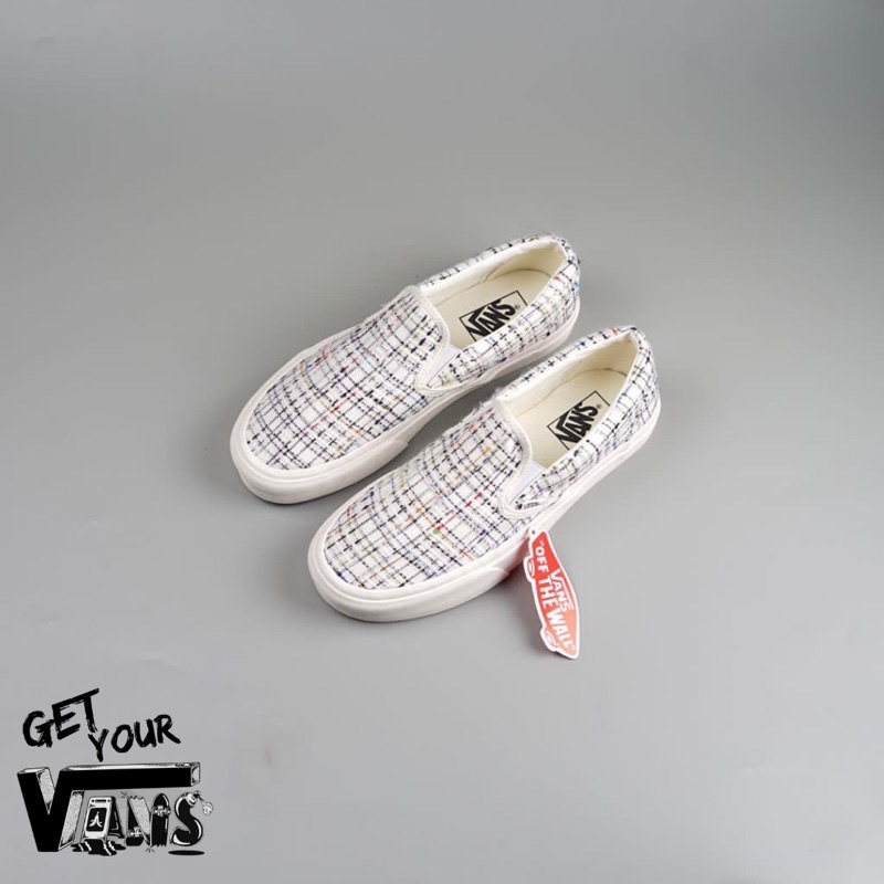 Vans Slip On Original Plaid Woven Marshmellow Original 100% Bnib