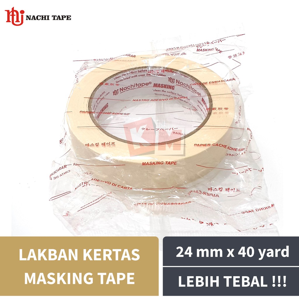 Lakban Isolasi Kertas Nachi Masking Tape 24 mm / 1 Inch x 40 Yard / 24mm / 1x40