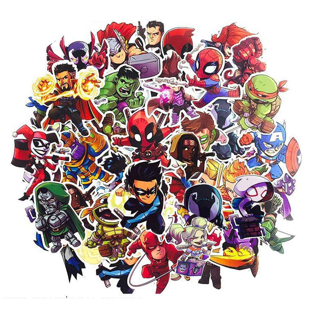 50 Pcs / Pak Stiker Desain Anime Spiderman Avengers Tahan Air Untuk Alat Tulis Laptop Koper Scrapbook