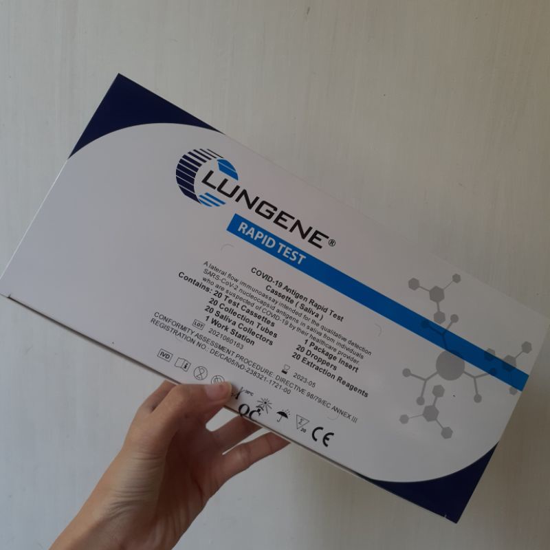 Lungene Swab Antigen Saliva | Alat tes mandiri melalui air liur | 1box isi 20