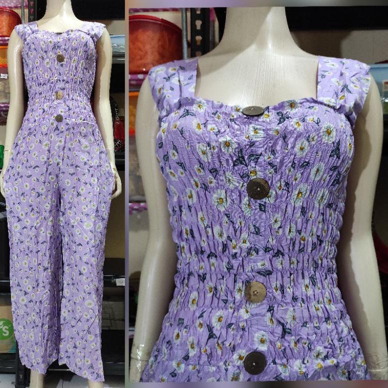 Jumpsuit Kerut Panjang Bali Motif Bunga