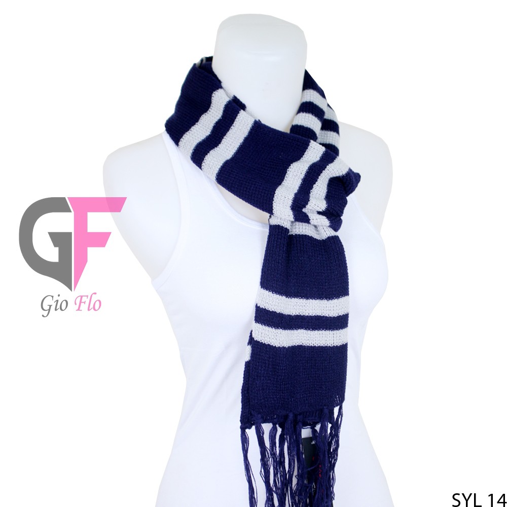 GIOFLO Syal Leher Harry Potter Keren Motif Salur Navy Blue / SYL 14