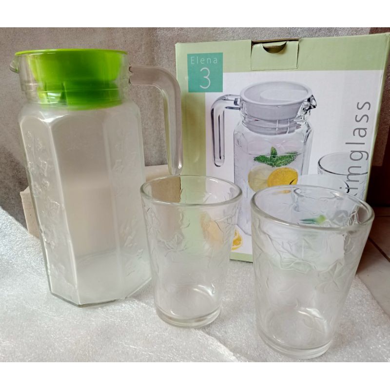 Kimglass Pitcher Set 3pcs Elena/Teko + Gelas Kado & Kimglass Pitcher Set 4pcs Kalea RIO Motif Bola
