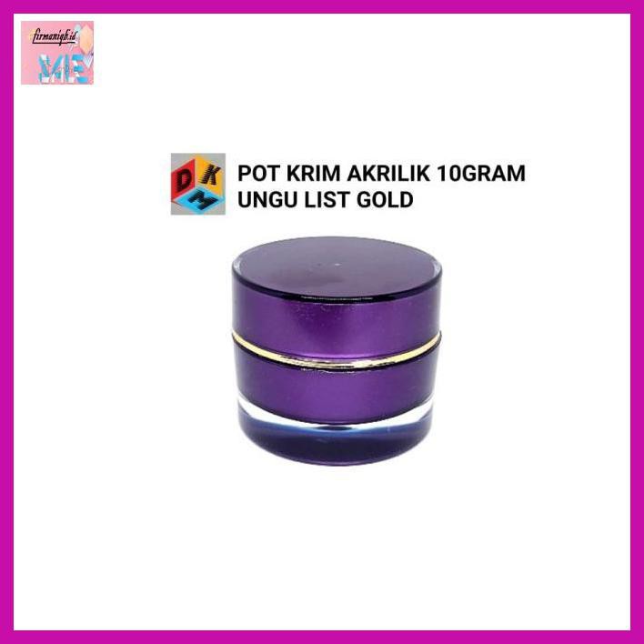 MAKEUPKEMASAN- POT AKRILIK 10 GRAM UNGU LIST GOLD -KECANTIKAN.