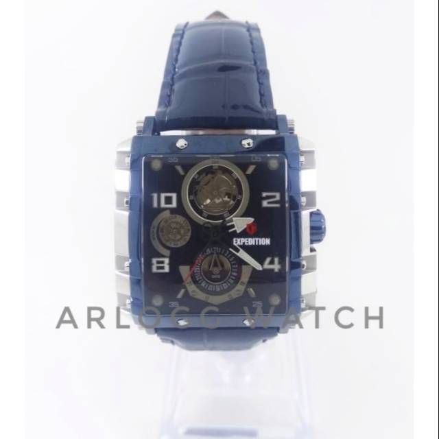Jam Tangan Wanita Expedition E 6757 Blue dial Blue Leather Strap
