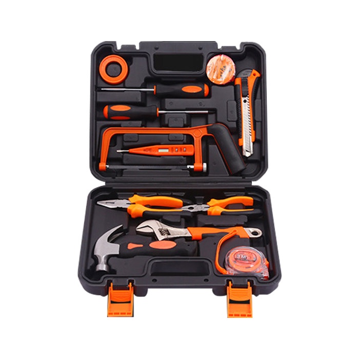 Alat Perkakas Tukang Lengkap Repairing Hand Tool Kit Set Box 12in1 Import | Palu | Tang | Kunci Inggris | Gergaji | Solatif | Meteran | Cutter Lengkap - GJ-33 - LuckyStar