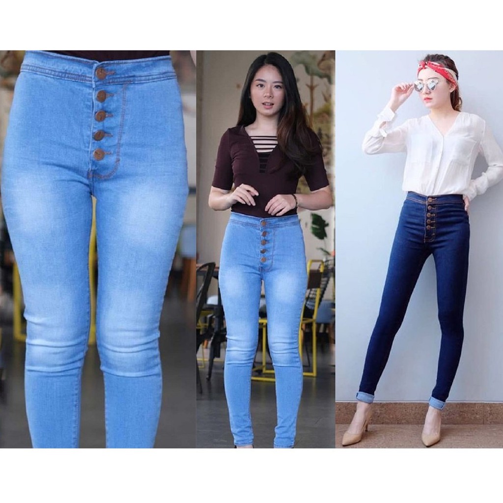 Jeans Wanita HW Kancing 5 Panjang High waist kancing 5 Celana high waist Jeans HW