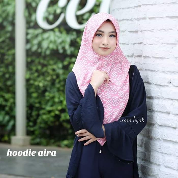 Hijab Instan Scarf Jilbab Pashmina Original Motif Hoodie Aira By Ixora Murah Muslim TALC1840