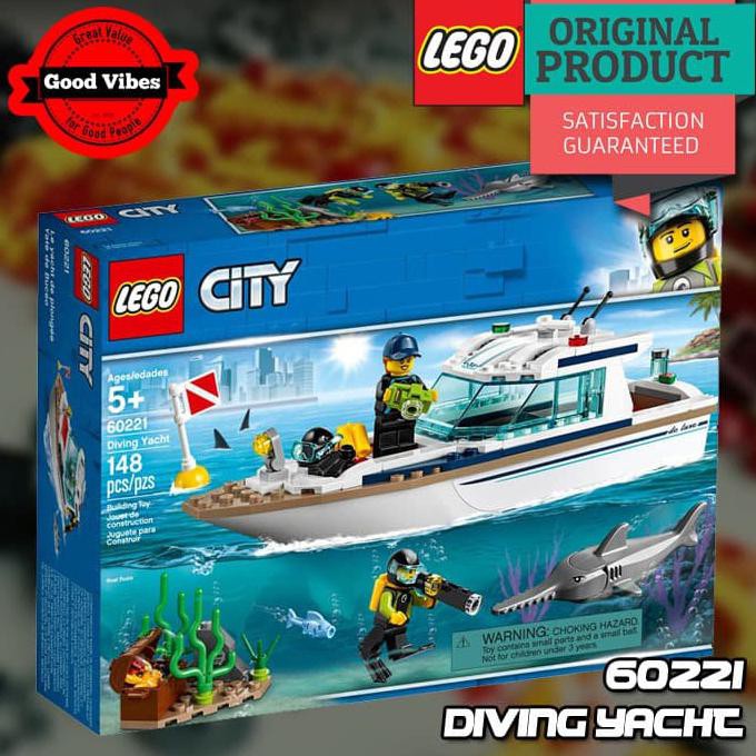 LEGO Original CITY 60221 Diving Yacht - Mainan Anak Edukasi Lego Kapal