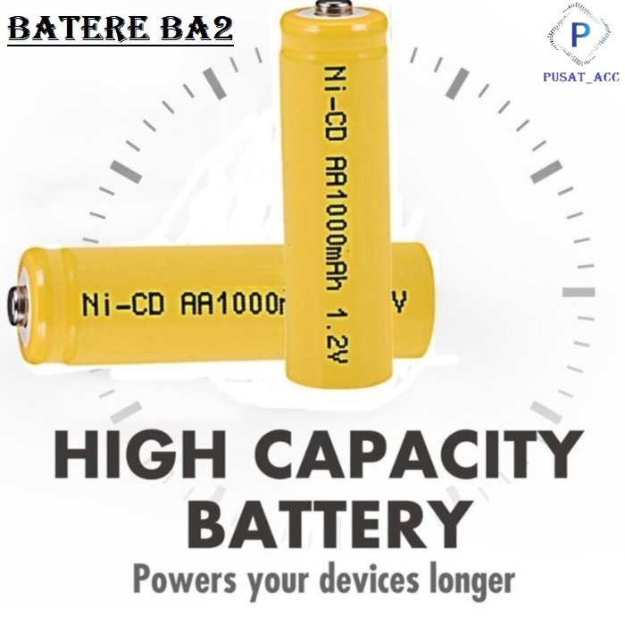 BA2- Baterai Charge AA A2 Rechargeable 1000 mAh Ni CD