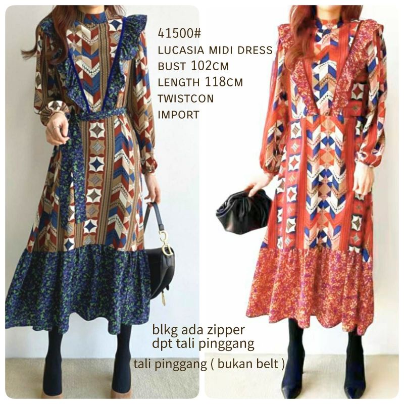 MDLV ~ 41500# Lucasia Midi Dress Long Dress Premium Dress Import Gamis Maxi Dress Panjang Dress Muslim Fashion Import