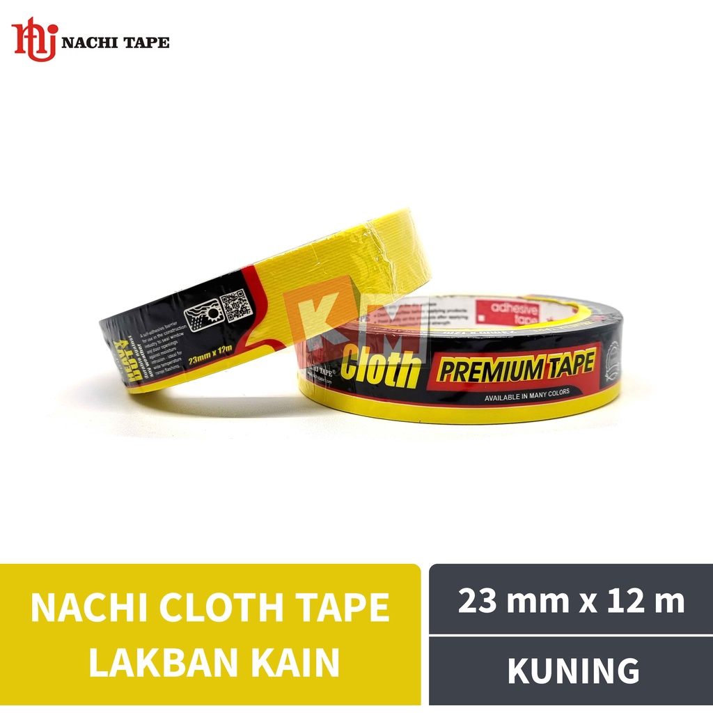 Lakban Kain Kuning Nachi Cloth Tape 23 mm / 1 Inch x 12 meter / 23mm