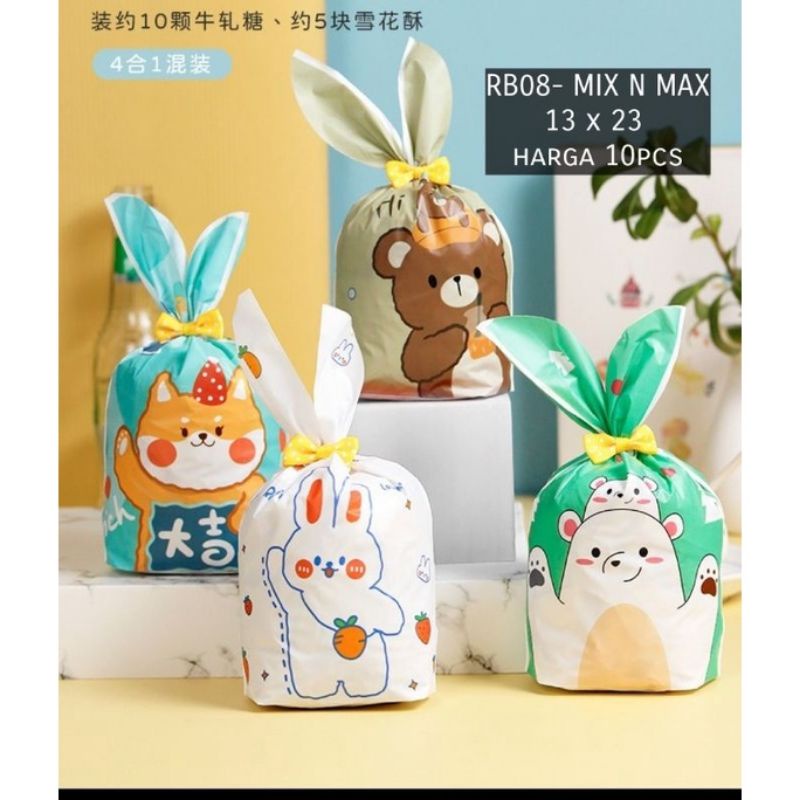 10pcs PLASTIK RABBIT COOKIES PERMEN HADIAH PLASTIK BUNNY RB-08 MIX MAX