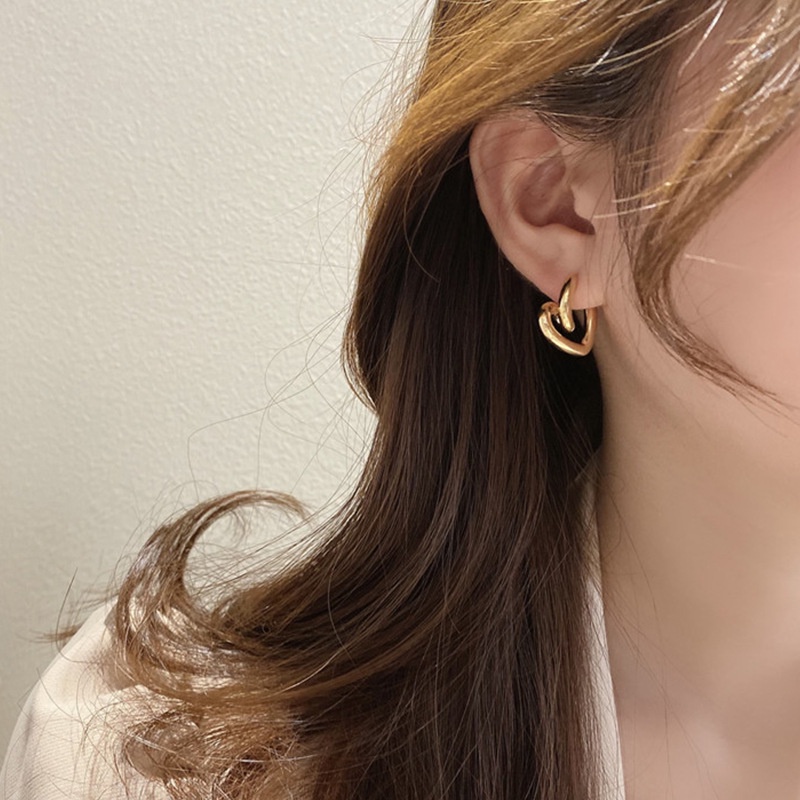 Anting Bentuk Hati Bahan Metal