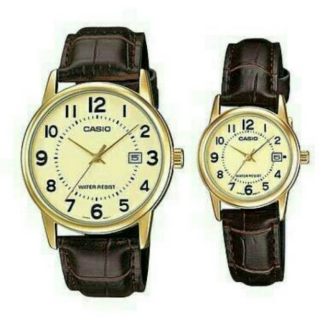 JAM TANGAN COUPLE CASIO KULIT KULIT ORIGINAL GARANSI INTERNASIONAL TAHAN AIR ELEGANT HARGA BERSAHABT