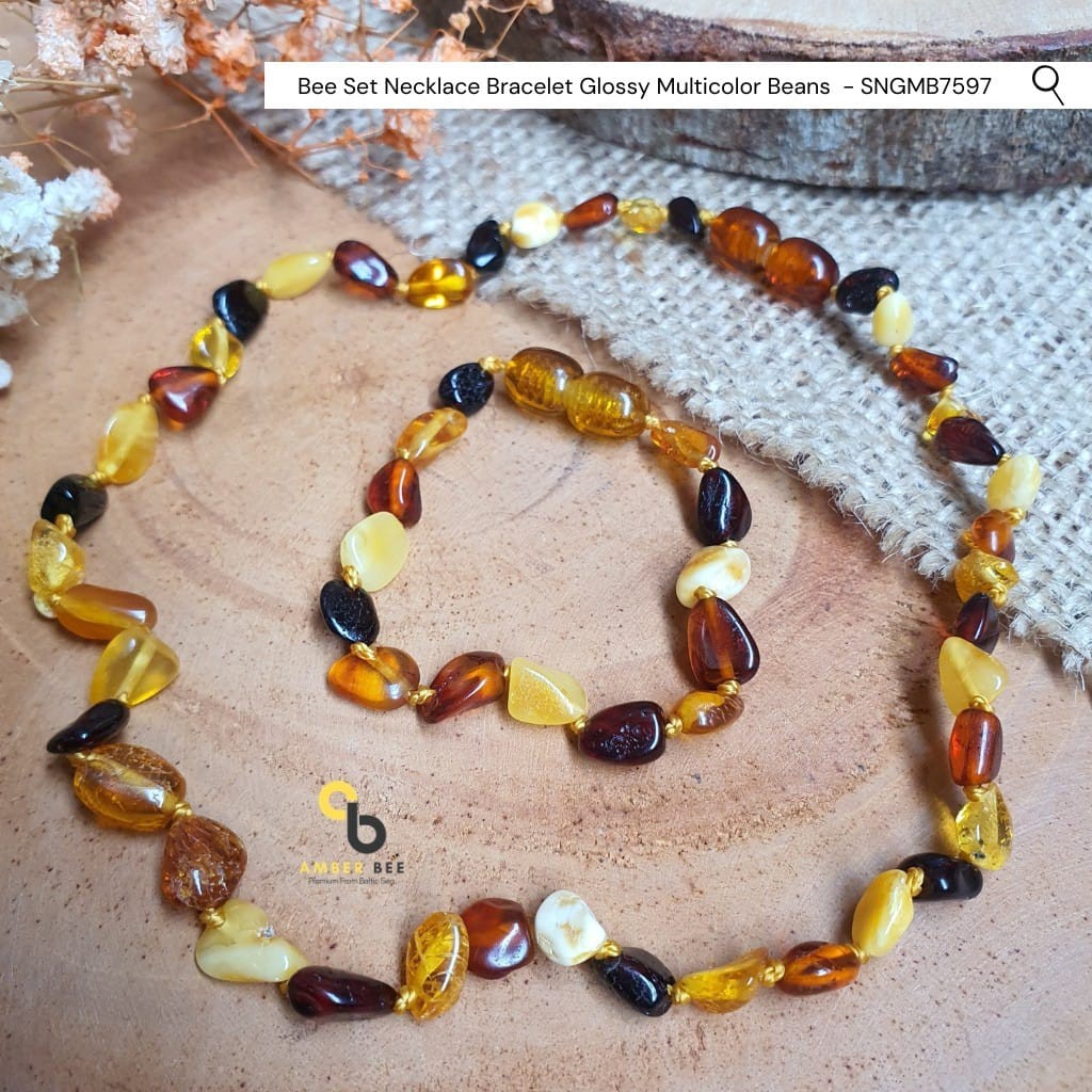 Set Kalung Bayi & Anak Tumbuh Gigi Amber Lithuania Multicolor Beans SNGMB7597 Amber Bee