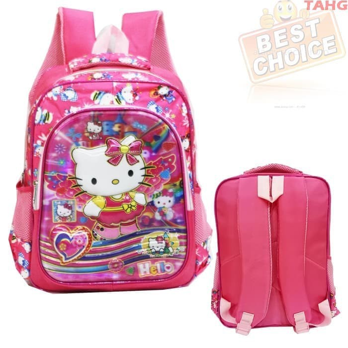 Tas Ransel SD Import Hello Kitty 5D Timbul Hologram Ukuran Sedang