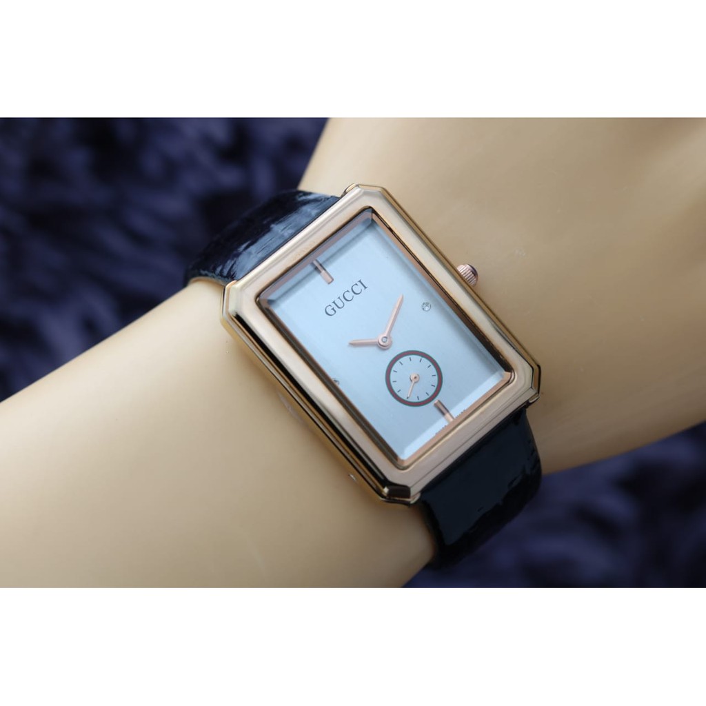 Jam Tangan Wanita Cewek Gucci Premium Chrono Tali Kulit