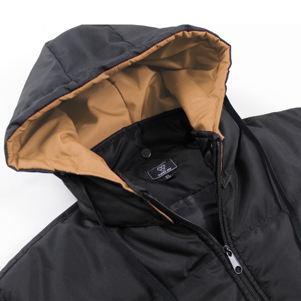 Vest Rompi Hoodie Motor Pria Wanita Parasut Keren Medium Jumbo Kombinasi Hitam Krem - TBX GN003