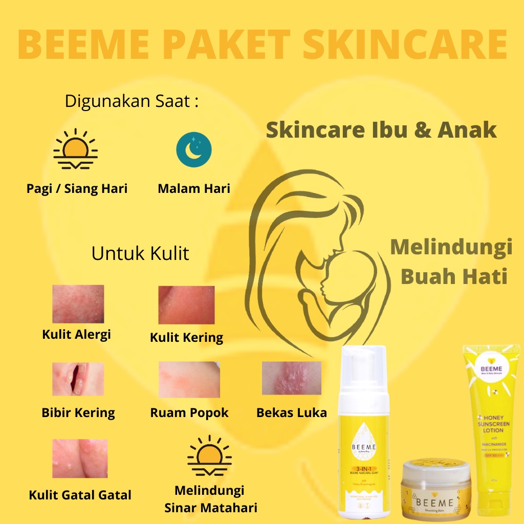 Paket Skincare Anak Perawatan Kulit Bayi Beeme Beemee Bemee Beme Bemme Beemme Bemmee Beemmee Bumil Busui Original Bpom Menutrisi Melembabkan Wajah