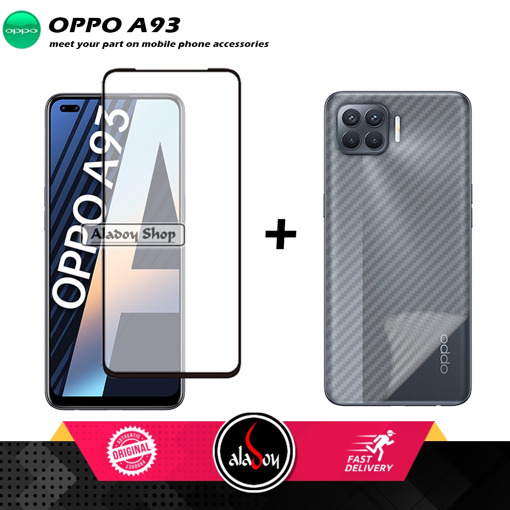 PAKET 2 IN 1 Tempered Glass Layar Oppo A93 + Skin Carbon Film 3D