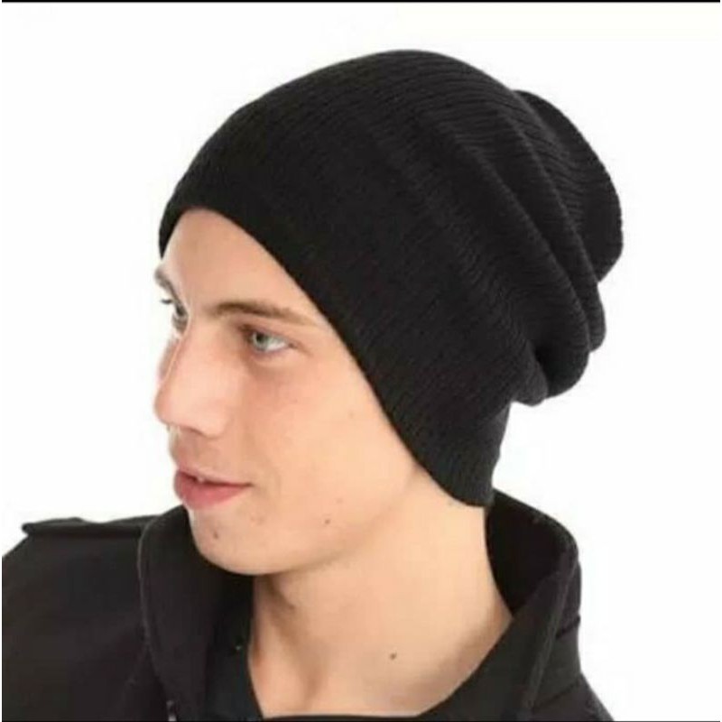 topi kupluk pria / topi kupluk rajut / pelindung rambut kepala dari debu polusi / topi kupluk polos