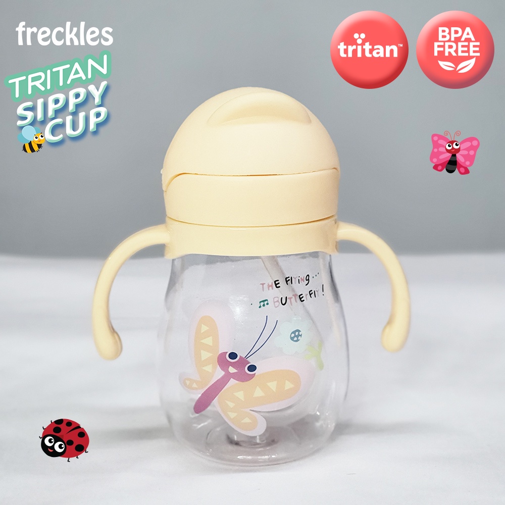 Freckles Water Bottle Tritan Sippy Cup Butterfly Yellow Botol Minum Anak 210ml